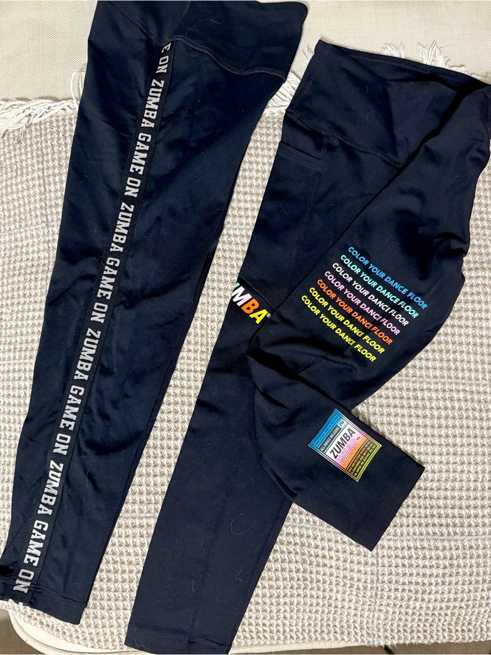 Zumba Fitness Black Kids Leggings with Rainbow Logo Accents